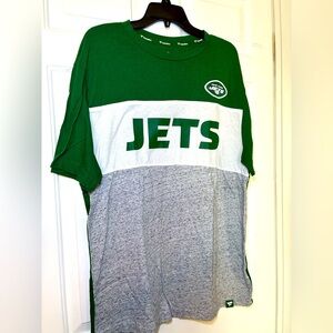 Fanatics New York Jets T Shirt Textured Logo XL Soft Light Gray White Green